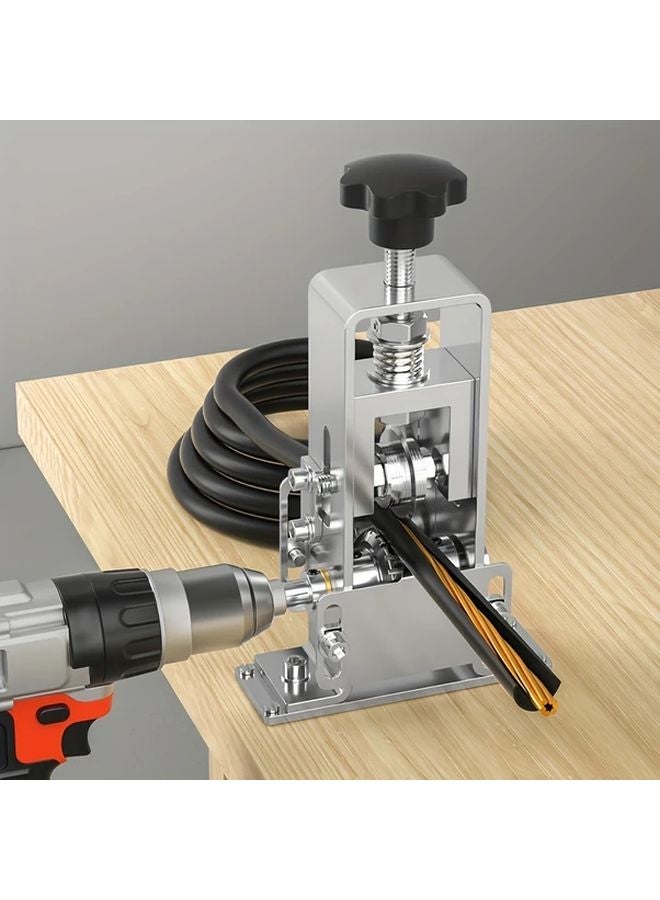 Electric Wire Stripper Tool Manual And Drill Stripping Copper Cable Silvery - Image 1